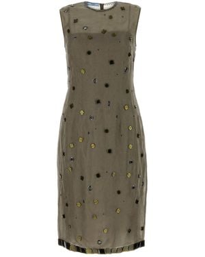 Prada Abito in organza tortora - Verde