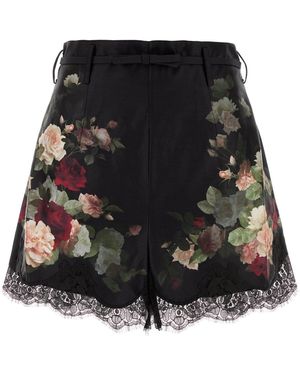 Zimmermann Printed Silk Blend Hypnotic Shorts - Black