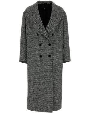 Ermanno Scervino Embroidered Wool Blend Coat - Black