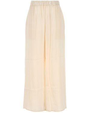 LeKasha Ivory Silk Wide-leg Pant - White