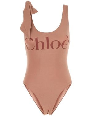 Chloé Costume intero in nylon stretch rosa antico