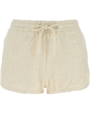 Pantamolle White Cotton Beleloc Shorts - Natural