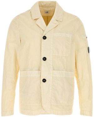 C.P. Company Cream Cotton Blend Blazer - Natural