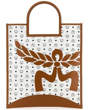 【関税&送料込】Mcm Printed Canvas Small Aren Shopping Bag MCM Printed Canvas Shopping Bag in Black | Lyst