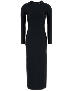T By Alexander Wang Long Dress With Logo - Black