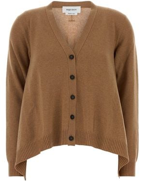 McQueen Biscuit Cashmere Blend Oversize Cardigan - Brown
