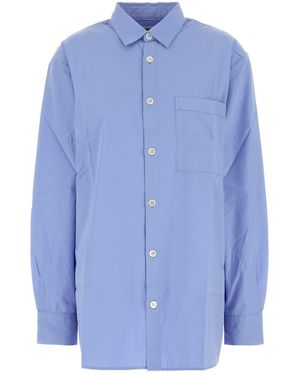 Tekla Cerulean Blue Poplin Oversize Pajama Shirt