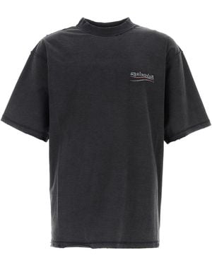 Balenciaga Graphite Cotton Oversize T-shirt - Black