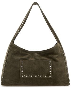 GIMAGUAS Olive Green Suede Maxi Franca Shopping Bag - Brown