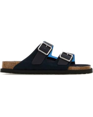 Birkenstock Slippers Eternal Sunshine Arizona blu navy in pelle scamosciata e PVC - Nero