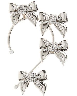 Alessandra Rich Silver Metal Bows Ear Cuff - White