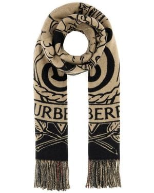 Burberry Embroidered Cashmere Reversible Stormy Knight Scarf - Black