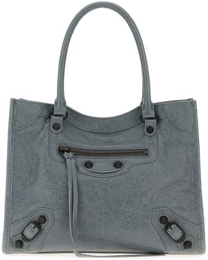 Balenciaga Powder Blue Leather Mini Le City Handbag - Grey