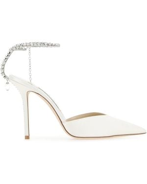 Jimmy Choo Ivory Satin Saeda 100 Pumps - White