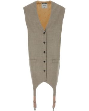 Moschino Two-tone Wool And Satin Oversize Vest - Natural