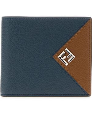 Fendi Portafoglio Lui in pelle blu navy