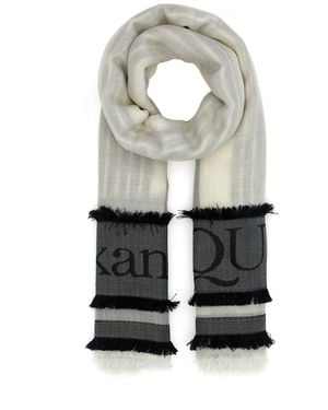 McQueen Ivory Wool Blend Foulard - Grey