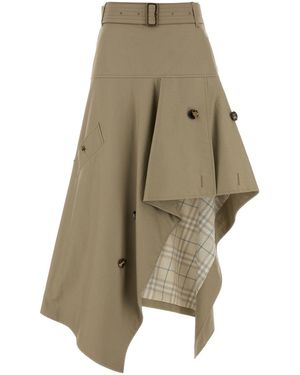 Burberry Cappuccino Gabardine Skirt - Natural