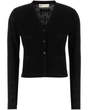 Tory Burch Cadigan in misto viscosa nera - Nero