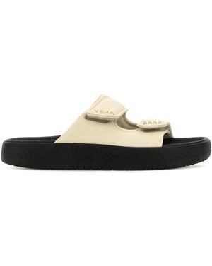 Veja Ivory Leather Etna Slippers - White