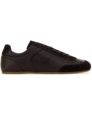 Burberry Brown Leather And Suede Trainers - Black