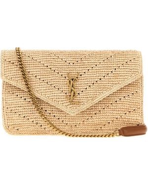 Saint Laurent Borsa a spalla LouLou in rafia - Neutro