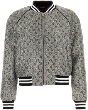 Gucci Embellished Tweed Bomber Jacket - Grey