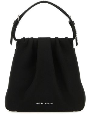 AMINA MUADDI Borsa a mano Vittoria Crystal in raso nero