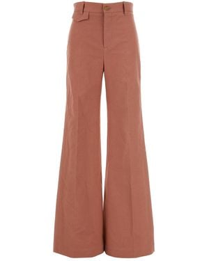 Chloé Dark Cotton Flared Leg Pant - Brown