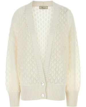 Blumarine Ivory Nylon Blend Oversize Cardigan - White