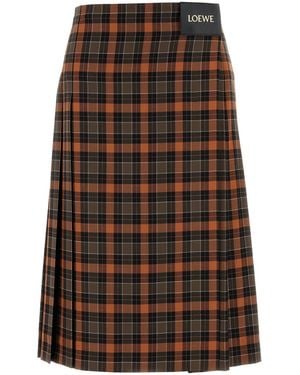 Loewe Gonna in jersey ricamato - Marrone