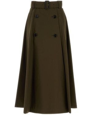 Burberry Olive Green Cotton Skirt