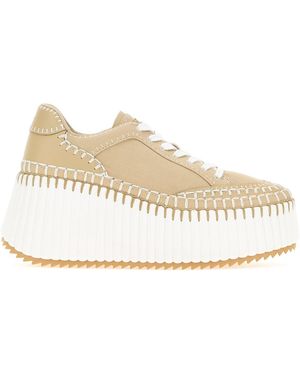 Chloé Beige Canvas Nama Trainers - White