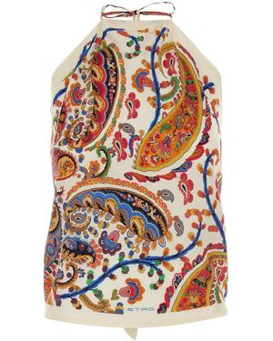 Etro Printed Silk Top - White