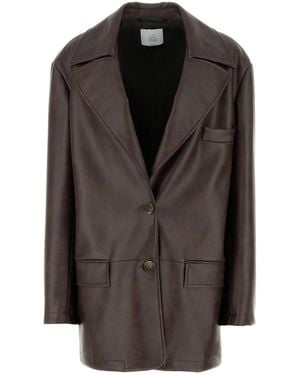 LE SULLY STUDIO Brown Synthetic Leather Blazer - Black