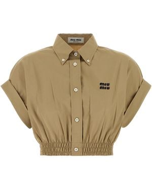 Miu Miu Camicia in popeline cammello - Verde