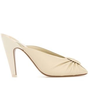 Chloé Ivory Leather Suzie Mules - Natural