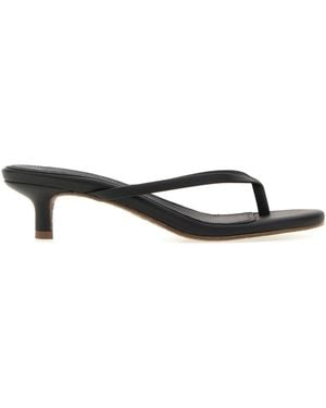 TKEES Black Leather Julia Thong Mules - Multicolour