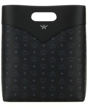 MCM Printed Canvas Shopping Bag - Black