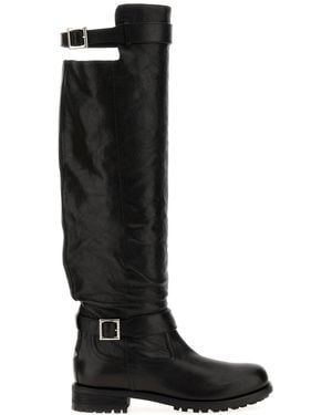 Jimmy Choo Leather Biker Boots - Black