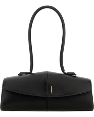 Jil Sander Black Leather Linea Shoulder Bag