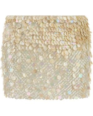 Alanui Embellished Mesh Light Between Palms Mini Skirt - Natural