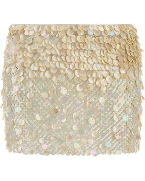 Alanui Embellished Mesh Light Between Palms Mini Skirt - Natural