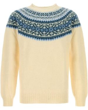 Harley Of Scotland Cream Wool Jumper - Blue