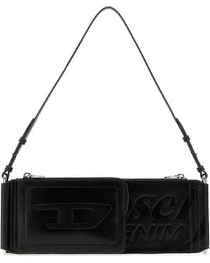 DIESEL Black Synthetic Leather Flag-d Shoulder Bag