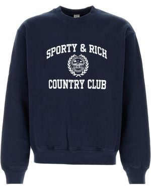 Sporty & Rich Navy Blue Cotton Sweatshirt