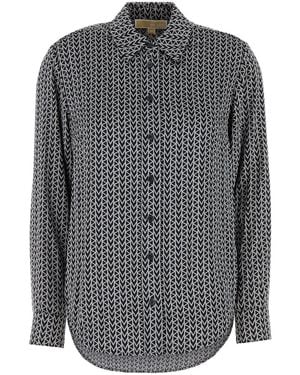 MICHAEL Michael Kors Embroidered Satin Shirt - Grey