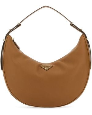 Prada Borsa a mano Arquè grande in pelle caramello - Marrone