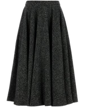 Dolce & Gabbana Two-tone Wool Blend Skirt - Black