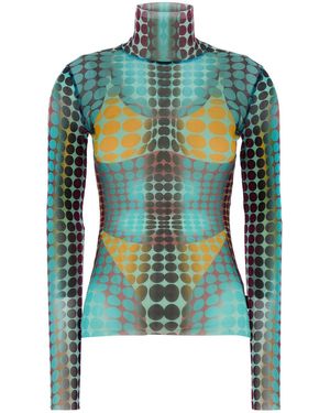 Jean Paul Gaultier Printed Mesh Top - Green